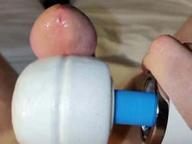 Close up of a Hitachi Wand with cum on my cock (Part 2)