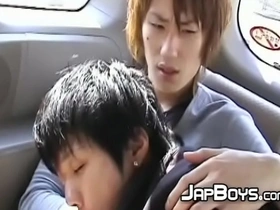 Hot blowjobs for two slim Japanese men in gay porn video.