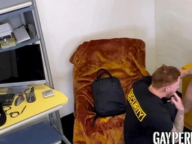 Straight jock Officer Jeremiah Cruze ties up gay shoplifter Donovin Rece for a facial and analingus surprise