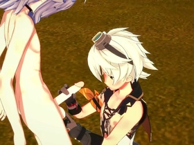 Gay gaming scene with Genshin Impact’s Bennett and Razor