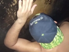 Gay group sex with Glory Hole fun and big dick action