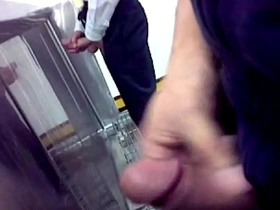 Public toilet jerk off in an Asian setting