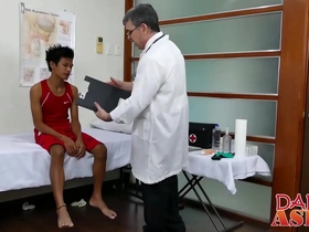 Asian twink gets his ass spanked by a doctor with a hard cock