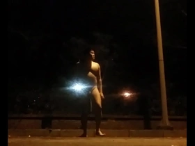 Gay man in submissive role in outdoor BDSM scene