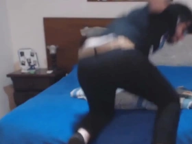 A gay nerd enjoying anal pleasure with a butt plug.