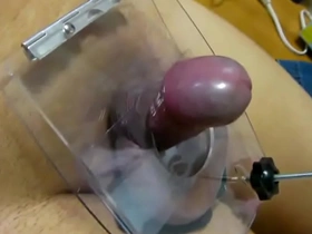 Japanese man gets his testicles crushed and stretched in a brutal manner.