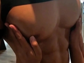 Seductive massage leads to nipple play on muscular Asian hunk