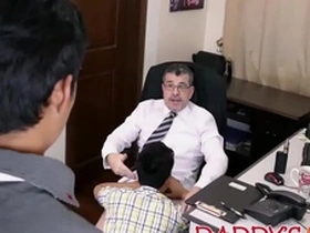 Asian twinks seduce and satisfy an older man in his office in a hot scene.