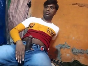 Single boy showing off his big dick and naked body