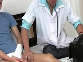 Twink doctor gets blowjob from horny assistant