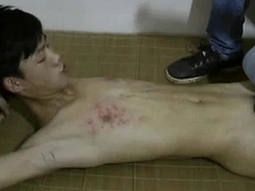 Straight boy BDSM with wax and bondage