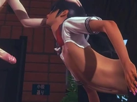 Sissy crossdress Simon gets a blowjob and cums in this gay manga anime film