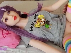 A petite Japanese girl’s solo pleasure with a sex doll and a creampie fetish