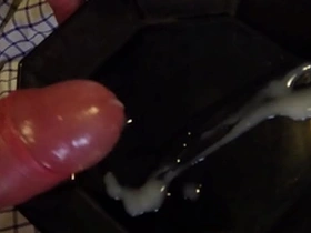 A closeup view of a massive ejaculation while solo pleasuring